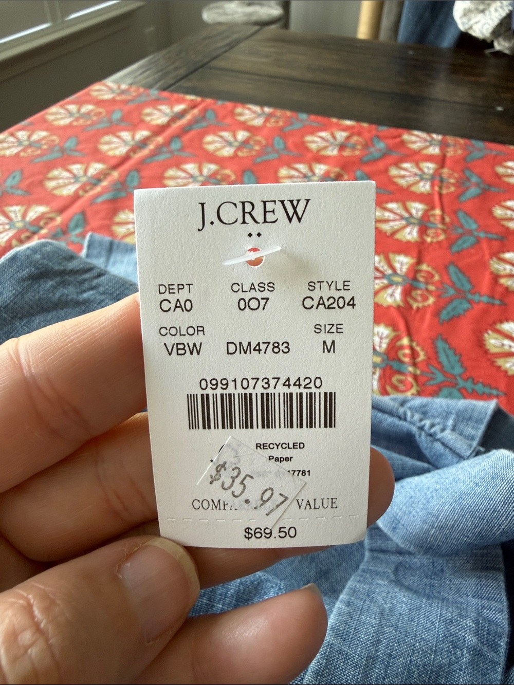 J. Crew Chambray Square-Neck Tank Top - Picture 7 of 7